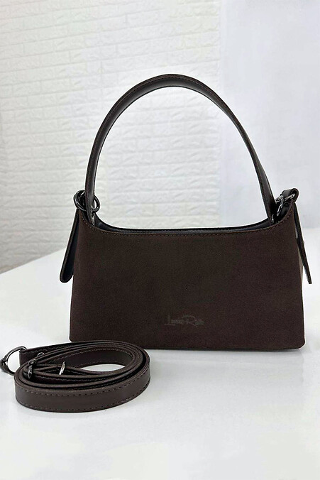 Damska zamszowa torebka w kolorze czekoladowym - #4008122