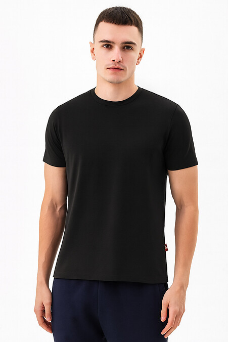 Czarny, podstawowy bawełniany T-shirt - #8000363