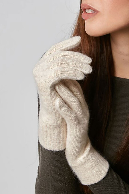 Wełniane rękawiczki damskie w jasnym kolorze - #4496453