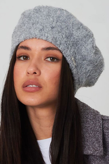 Damski beret bouclé w kolorze szarym - #4496474