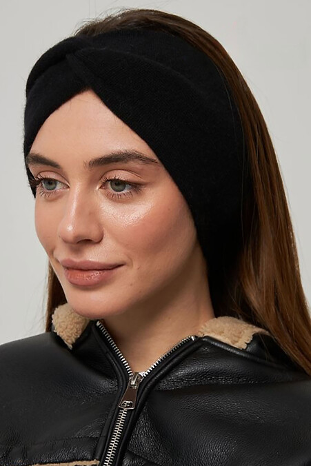 Damska opaska półwełniana w kolorze czarnym - #4496494