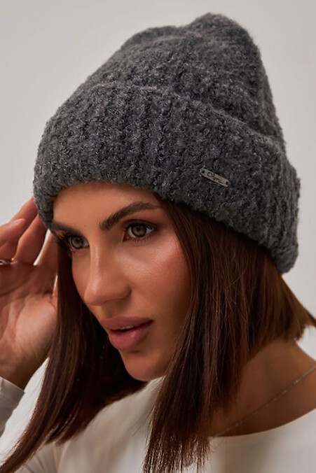 Damska czapka bouffant w kolorze ciemnoszarym - #4496511