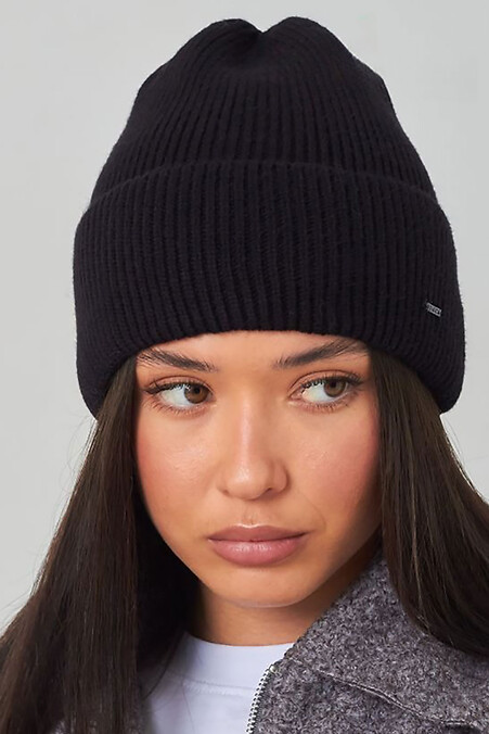 Damska czarna czapka z klapą - #4496518