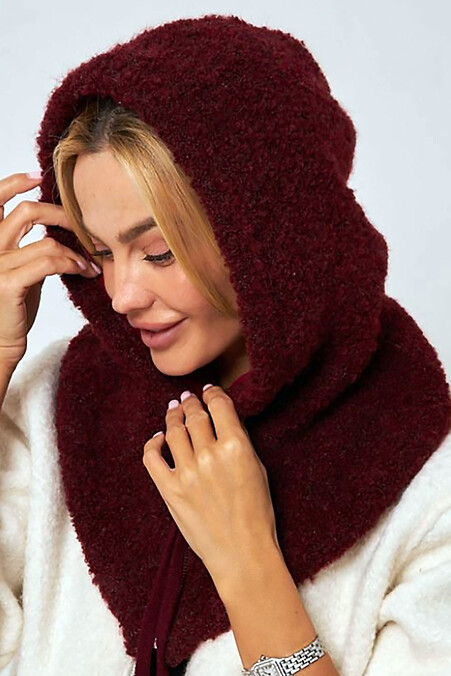 Damska czapka bouffant w kolorze bordowym z metalowym zapięciem - #4496547