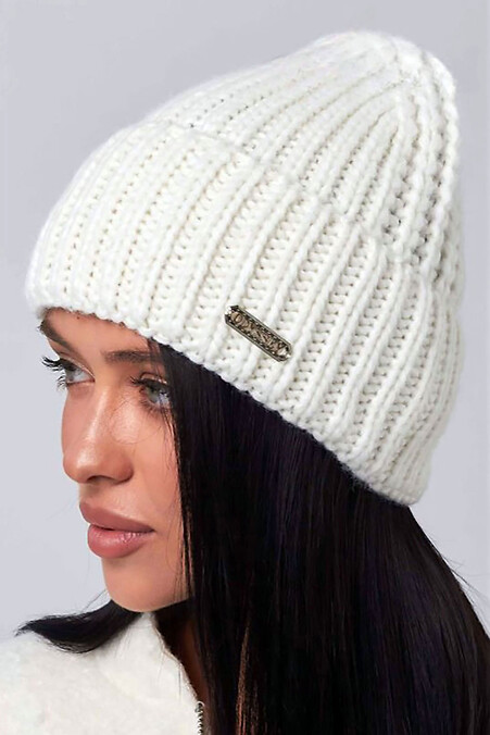 Damska czapka z dzianiny "Benson" w kolorze białym - #4496563