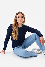 Damski longsleeve TUDAL w szeroki prążek, granatowy Garne 3043020 zdjęcie №4