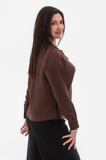 Elegancka bluzka damska MOOD brązowa z efektownym kołnierzem Garne 3043090 zdjęcie №2