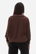 Elegancka bluzka damska MOOD brązowa z efektownym kołnierzem Garne 3043090 zdjęcie №3
