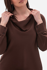 Elegancka bluzka damska MOOD brązowa z efektownym kołnierzem Garne 3043090 zdjęcie №4