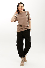 Beżowy t-shirt damski bawełniany basic LUXURY-W Garne 3040174 zdjęcie №2