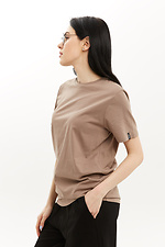 Beżowy t-shirt damski bawełniany basic LUXURY-W Garne 3040174 zdjęcie №3