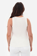 Elegancki mleczny T-shirt damski w prążki ENEE Garne 3043197 zdjęcie №3