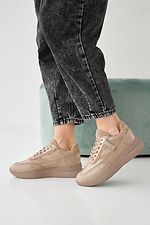 Skórzane sneakersy damskie w kolorze wiosenno-jesiennym w kolorze beżowym  2505260 zdjęcie №7