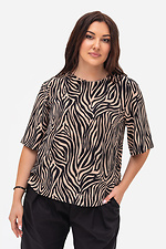 Elegancka bluzka damska brązowa w zebrowy wzór MIRA Garne 3043276 zdjęcie №1