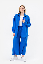 Damskie eleganckie spodnie typu culottes w kolorze niebieskim z wiskozy z wysokim stanem i szerokimi nogawkami Garne 3042330 zdjęcie №2