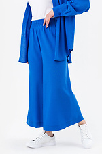 Damskie eleganckie spodnie typu culottes w kolorze niebieskim z wiskozy z wysokim stanem i szerokimi nogawkami Garne 3042330 zdjęcie №4