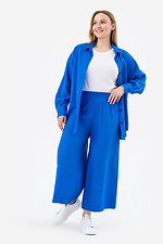 Damskie eleganckie spodnie typu culottes w kolorze niebieskim z wiskozy z wysokim stanem i szerokimi nogawkami Garne 3042330 zdjęcie №7