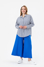 Damskie eleganckie spodnie typu culottes w kolorze niebieskim z wiskozy z wysokim stanem i szerokimi nogawkami Garne 3042330 zdjęcie №8