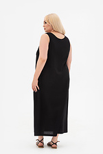Czarny lniany luźny letni sukienka maxi bez rękawów dla kobiet Plus Size Garne 3042400 zdjęcie №3