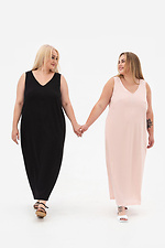 Czarny lniany luźny letni sukienka maxi bez rękawów dla kobiet Plus Size Garne 3042400 zdjęcie №6