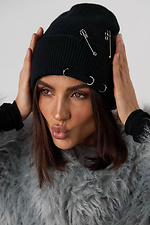 Damski czarny kapelusz ze szpilkami i pierścieniami Garne 4496516 zdjęcie №1